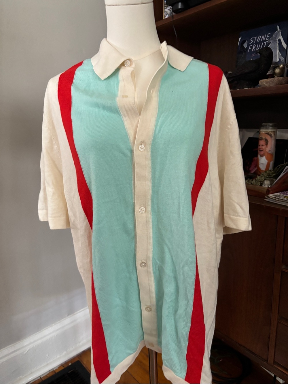 Retro Short Sleeve Button-up Cotton Blend